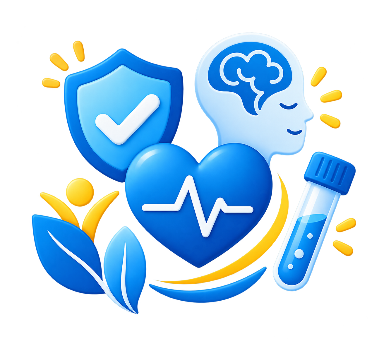 Illustration representing preventive, mental, heart, wellness, and testing services